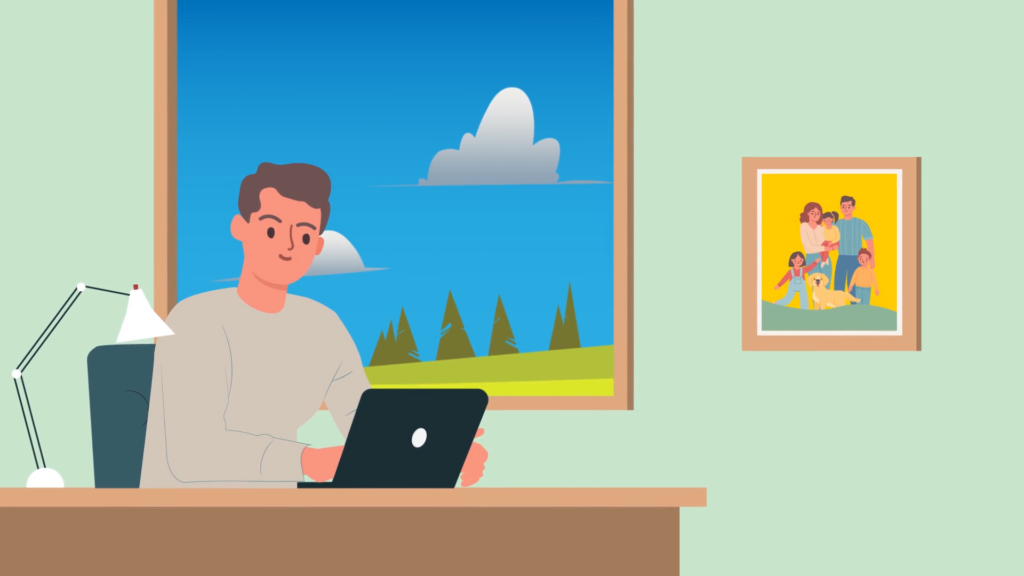 Clipart of a man with a family
